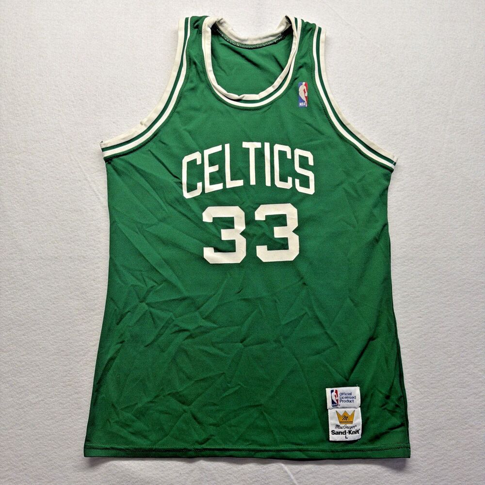 Vintage 80s Larry Bird Boston Celtics #33 Jersey L MacGregor Sand Knit USA NBA